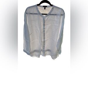 Eileen Fisher white linen button up shirt. 2x